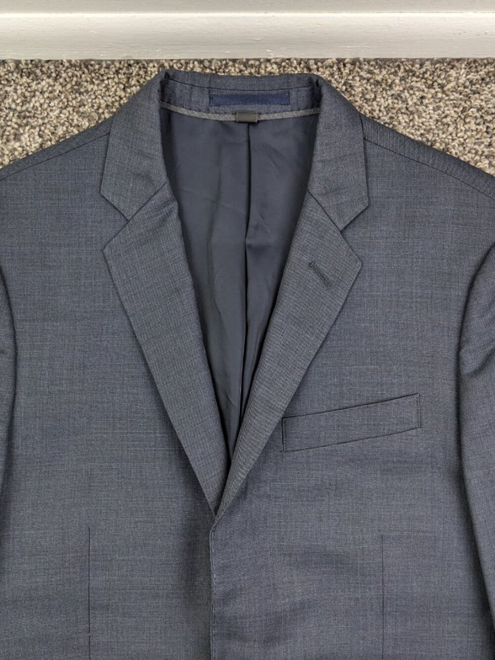 J Crew 36S Ludlow Slim Fit Italian Wool Sharkskin Blue Sport Coat Suit Jacket - Picture 2 of 11